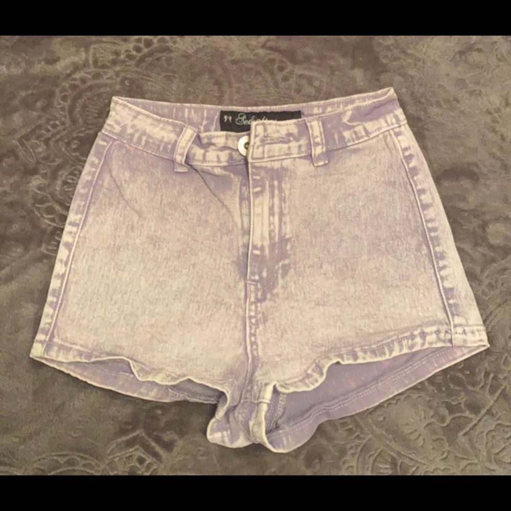 Purple Acid Wash high waist shorts